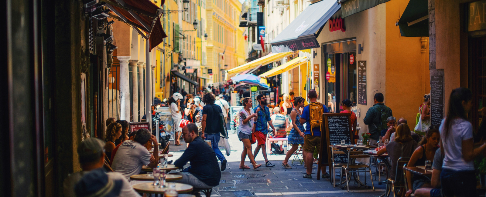 Restaurant alleyway in Nice, France